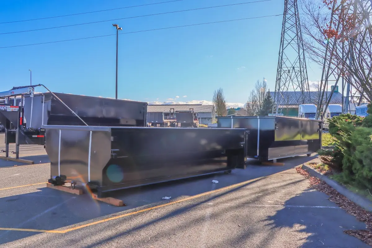 Roll-off dumpster ready for waste disposal at job site for Roll Off Dumpster Rental in Westport